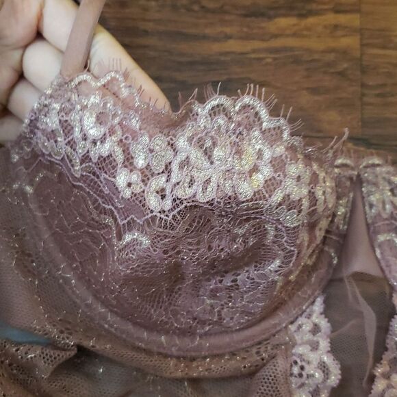 Victorias Secret Rose Pink Feminine Coquette Girl Lace Fairy Teddy Size Medium - Picture 4 of 4